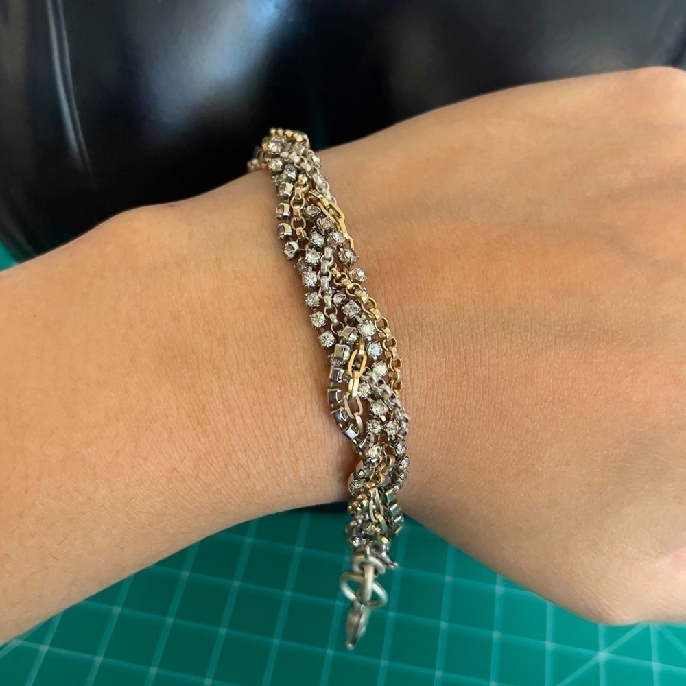 Sterling silver two tone many chain type 7 inch heavy solid bracelet
